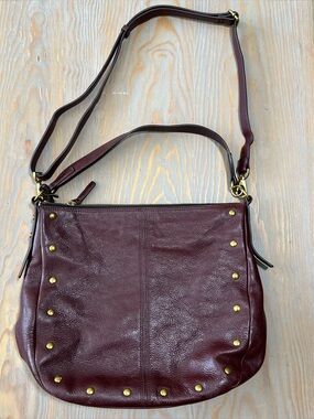 Fossil Jolie leather studded handbag in burgundy